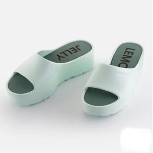 Women's Lemon Jelly SUNNY Aqua Green Platform Slip-On Sandal Shoes Sz 10/‎ EU 40